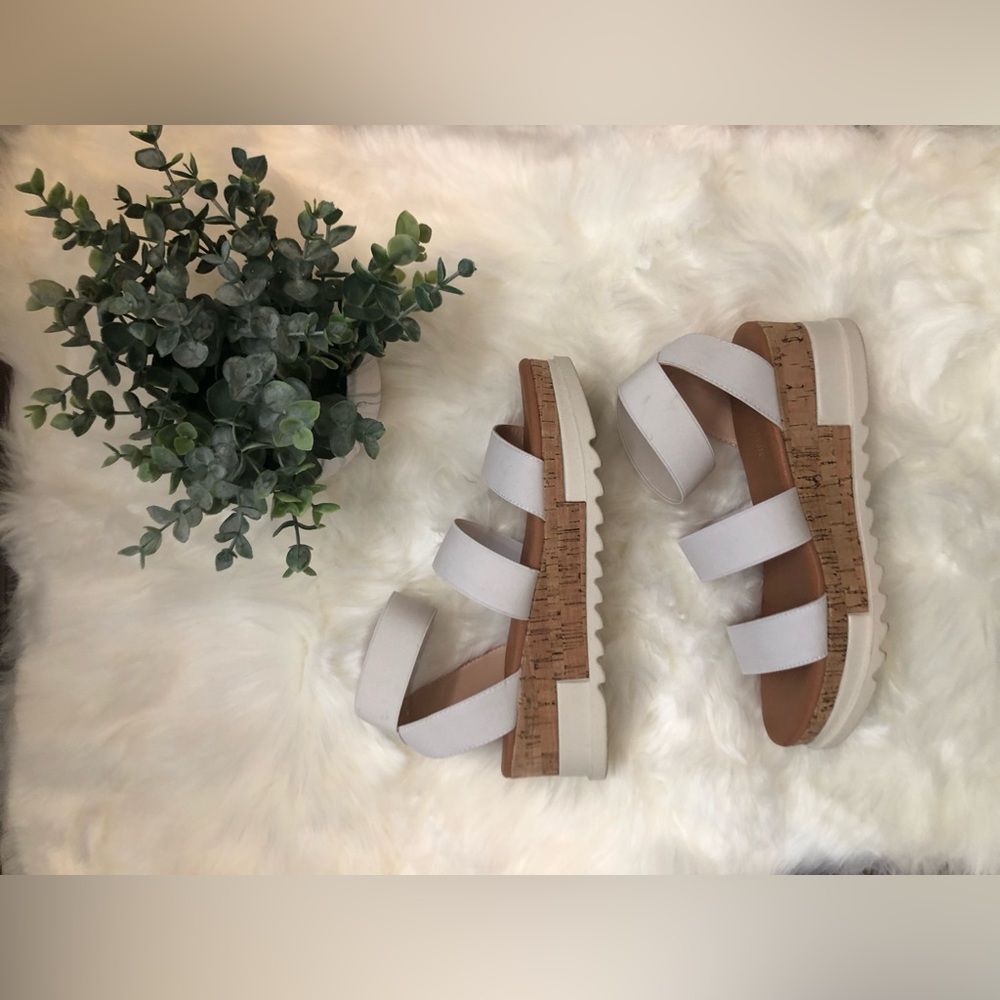 White wedge sandals